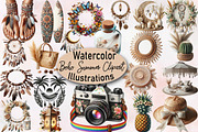 Boho Summer Sublimation Clipart Bund, an Illustration by SVGArt (Thumbnail 1 of 8)