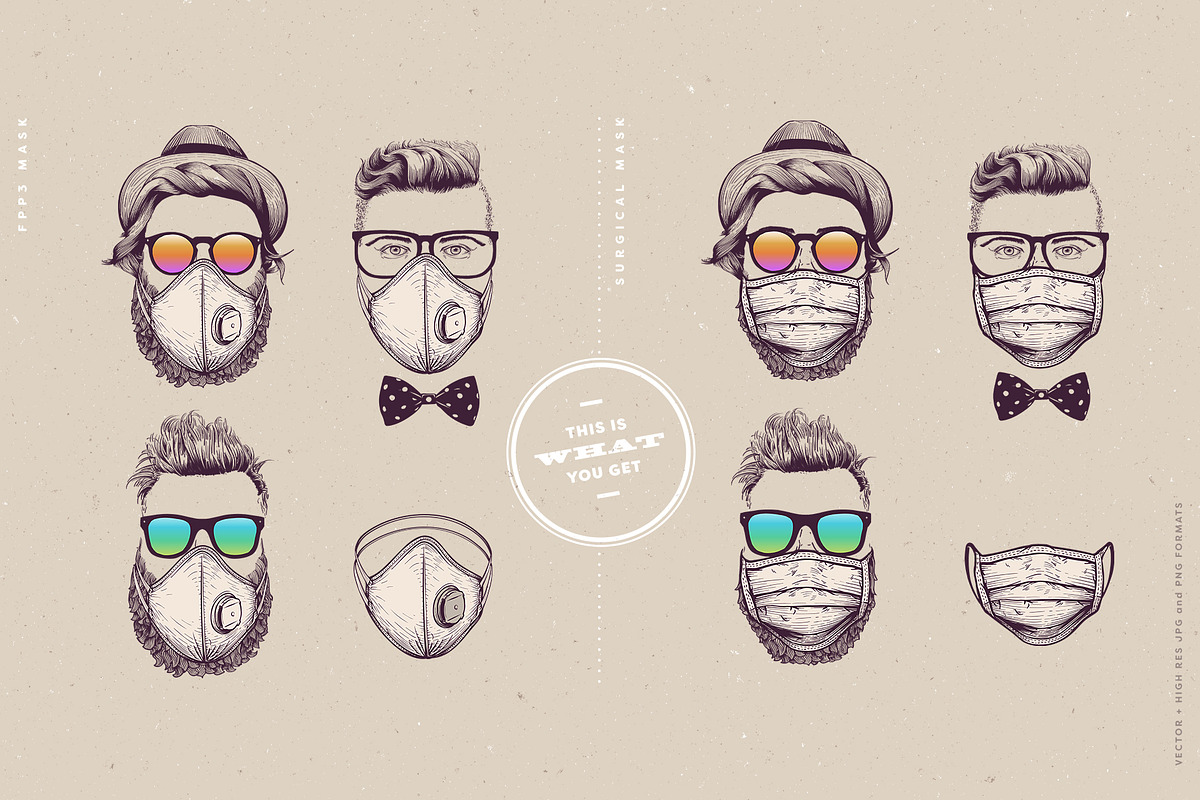 Corona Vintage Face Masks, a Healthcare Illustration by blauananas (Photo 7 of 8)