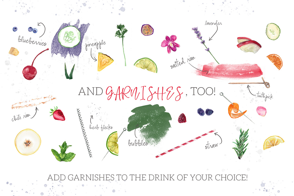 Cocktail Watercolor Clipart Set, a Food Illustration by Maria B. Paints (Photo 3 of 5)