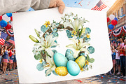 Easter Wreath Clipart Floral Egg Png, an Illustration by GatewayDesign (Thumbnail 4 of 5)