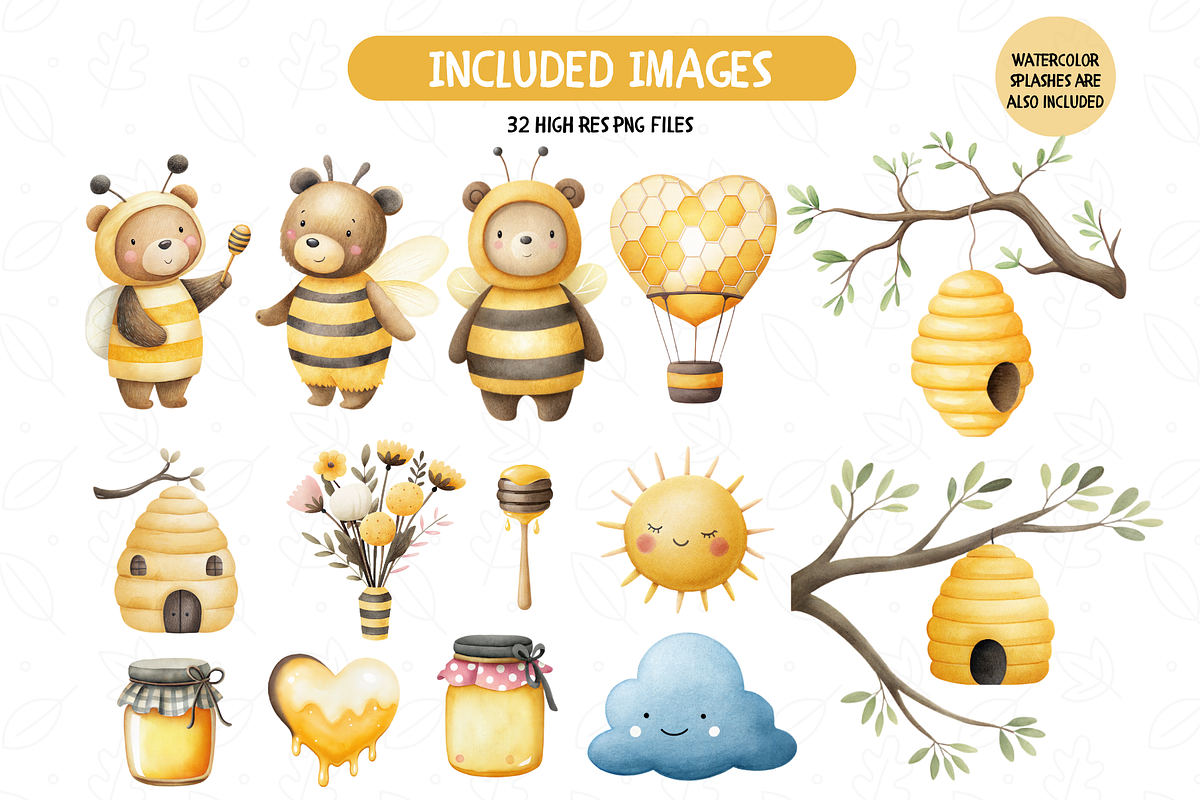 Garden Honey Bee Illustrations, an Illustration by TatiMockup (Photo 3 of 4)