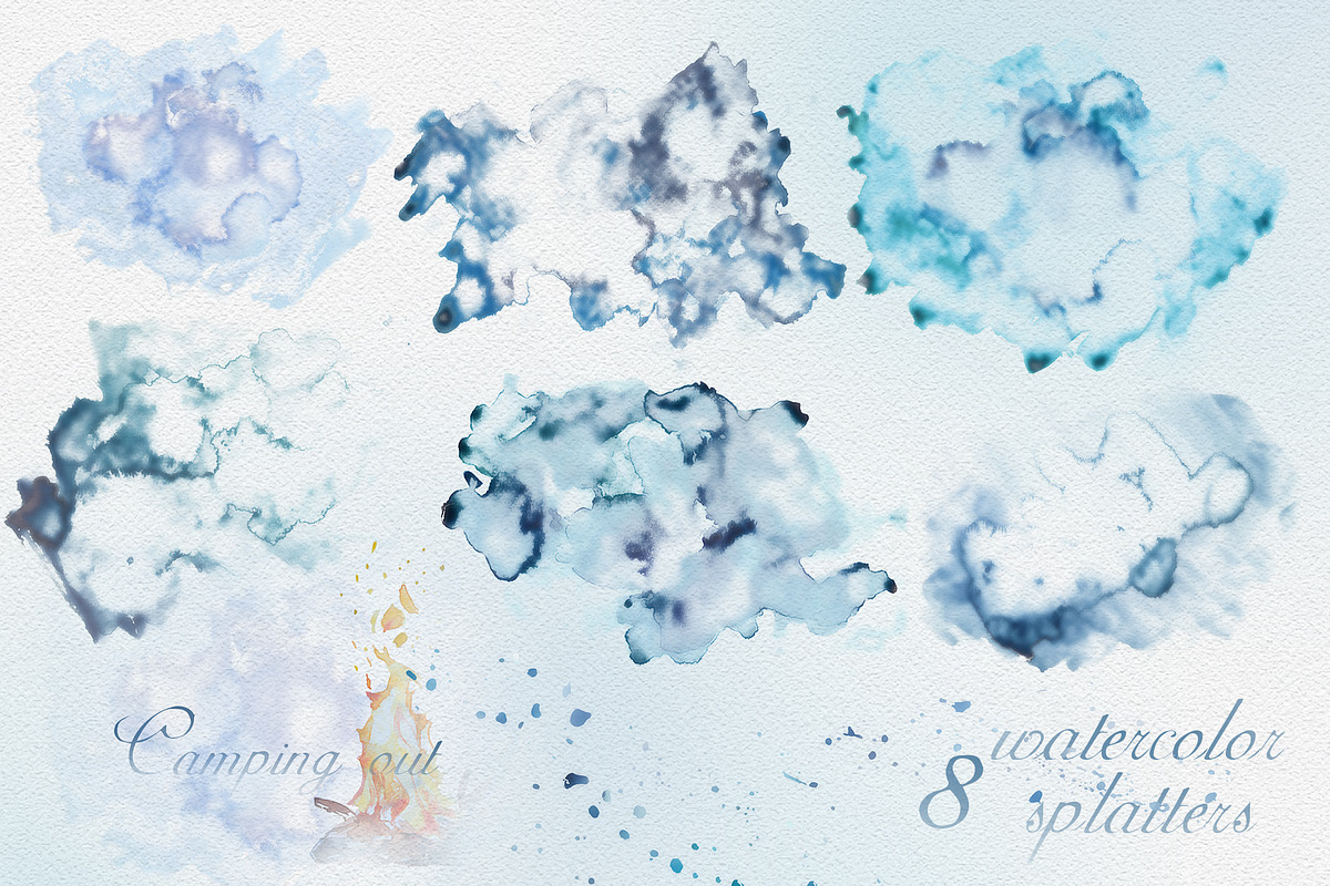 Watercolor Camping Out Clipart Set, a Transportation Illustration by ArtCreationsDesign (Photo 5 of 5)