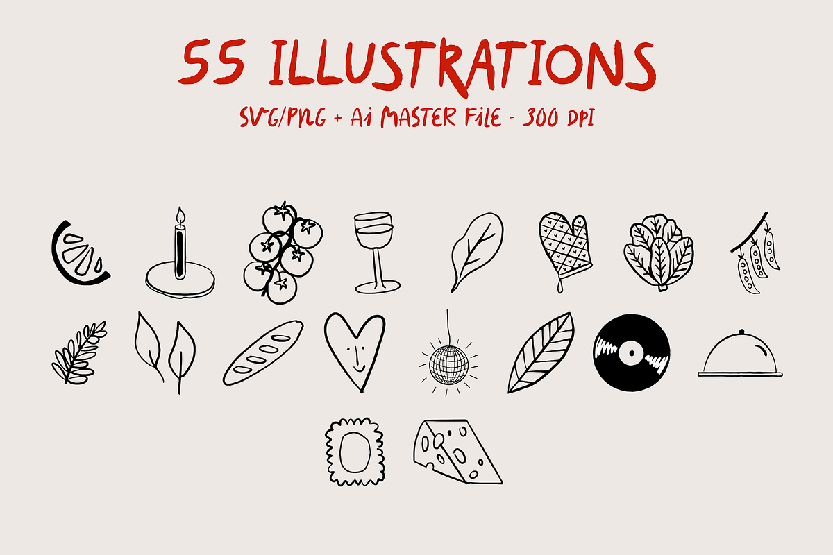 Dinner Party Illustration Pack, a Food Illustration by Em&M Studio (Photo 3 of 9)