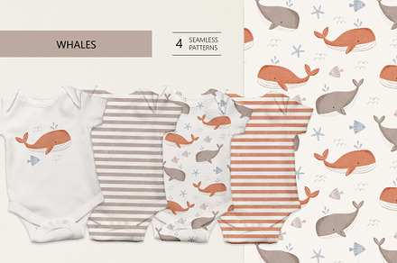 Whales, a Pattern Graphic by Olena Kuznietsova