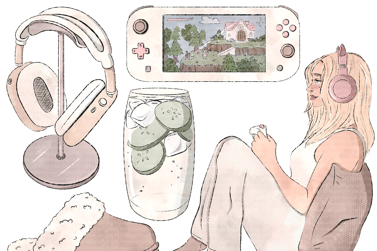 Clean Girl Gaming Clipart PNG, a Technology Illustration by Lenninator Digital (Photo 6 of 8)