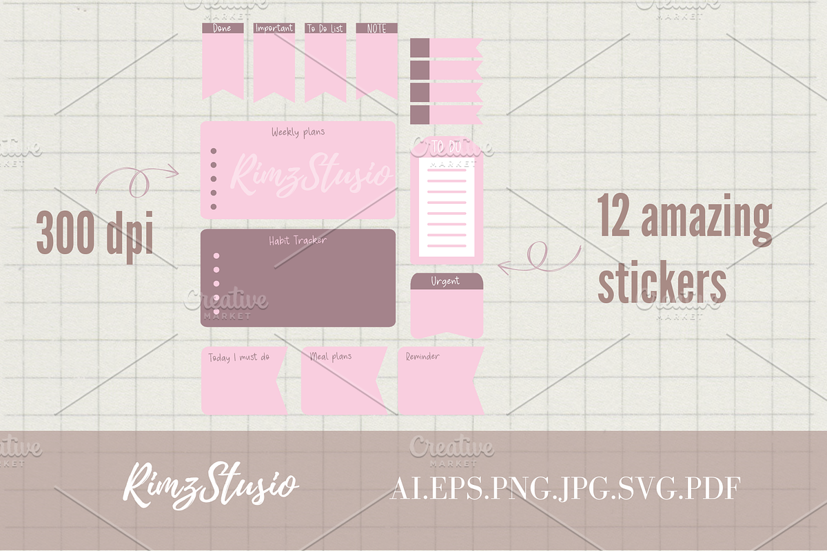 Weekly Planner Sticker PNG Set, a Templates & Theme by RimzStudio (Photo 2 of 3)