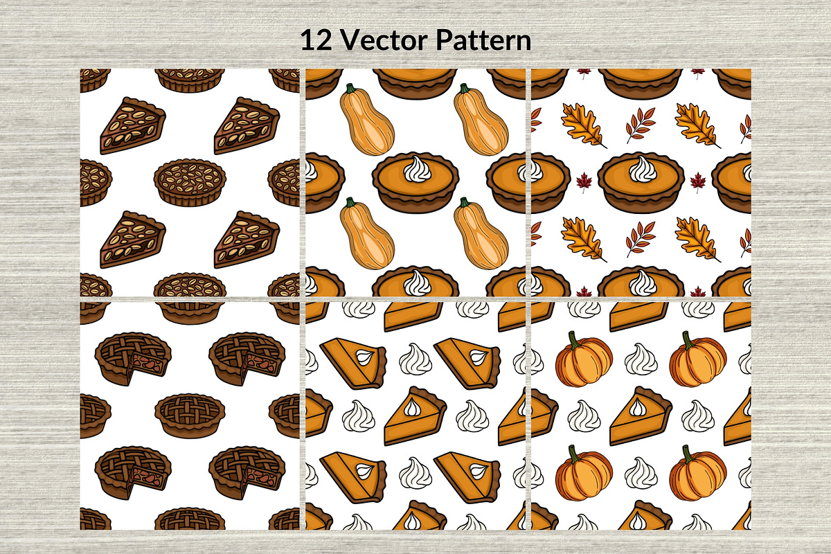 Fall Pies: Patterns & Clipart Set, a Food Illustration by Elatedowl (Photo 2 of 12)