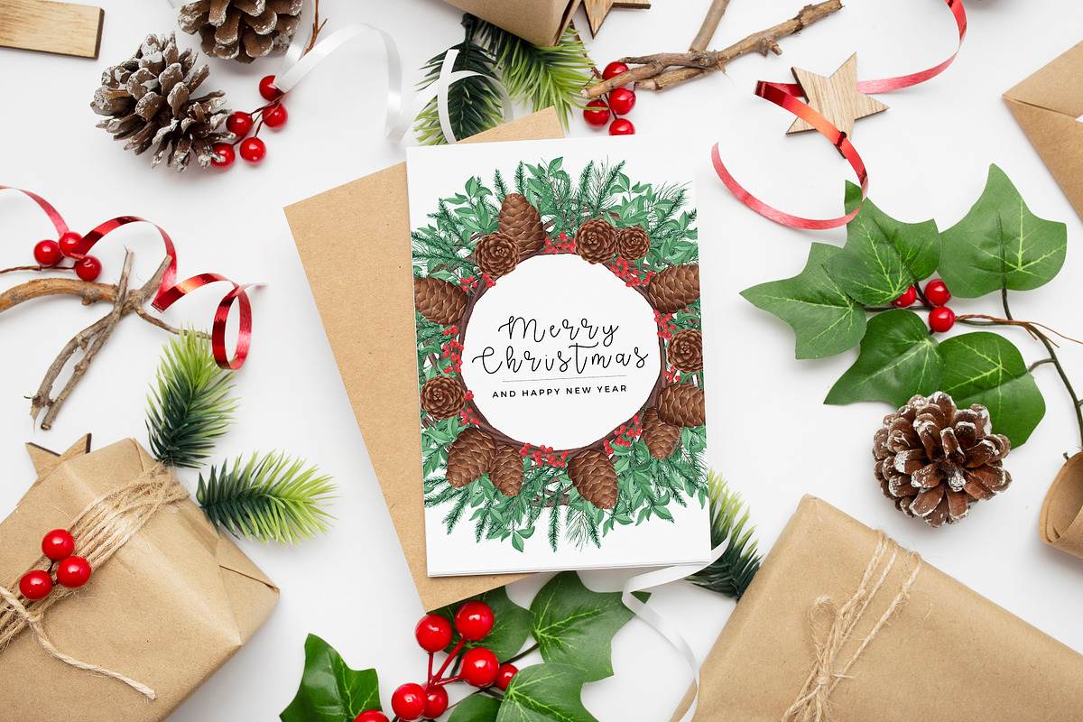 Christmas wreaths, a Seasonal Illustration by DamriNa art (Photo 5 of 5)