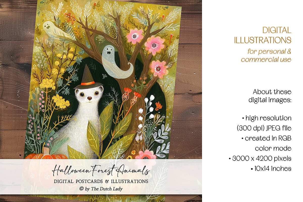 Halloween Forest Animals Postcards, an Animal Illustration by The Dutch Lady Designs (Photo 4 of 7)