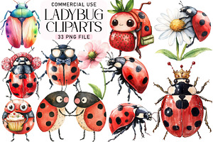 Cute Ladybug Clipart, an Illustration by Daily.Designs