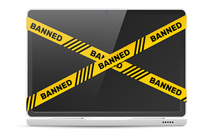 Realistic laptop mockup with banning, a Technology Illustration by Vectorbuum