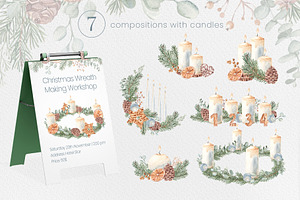 Christmas Advent Watercolor Cliparts