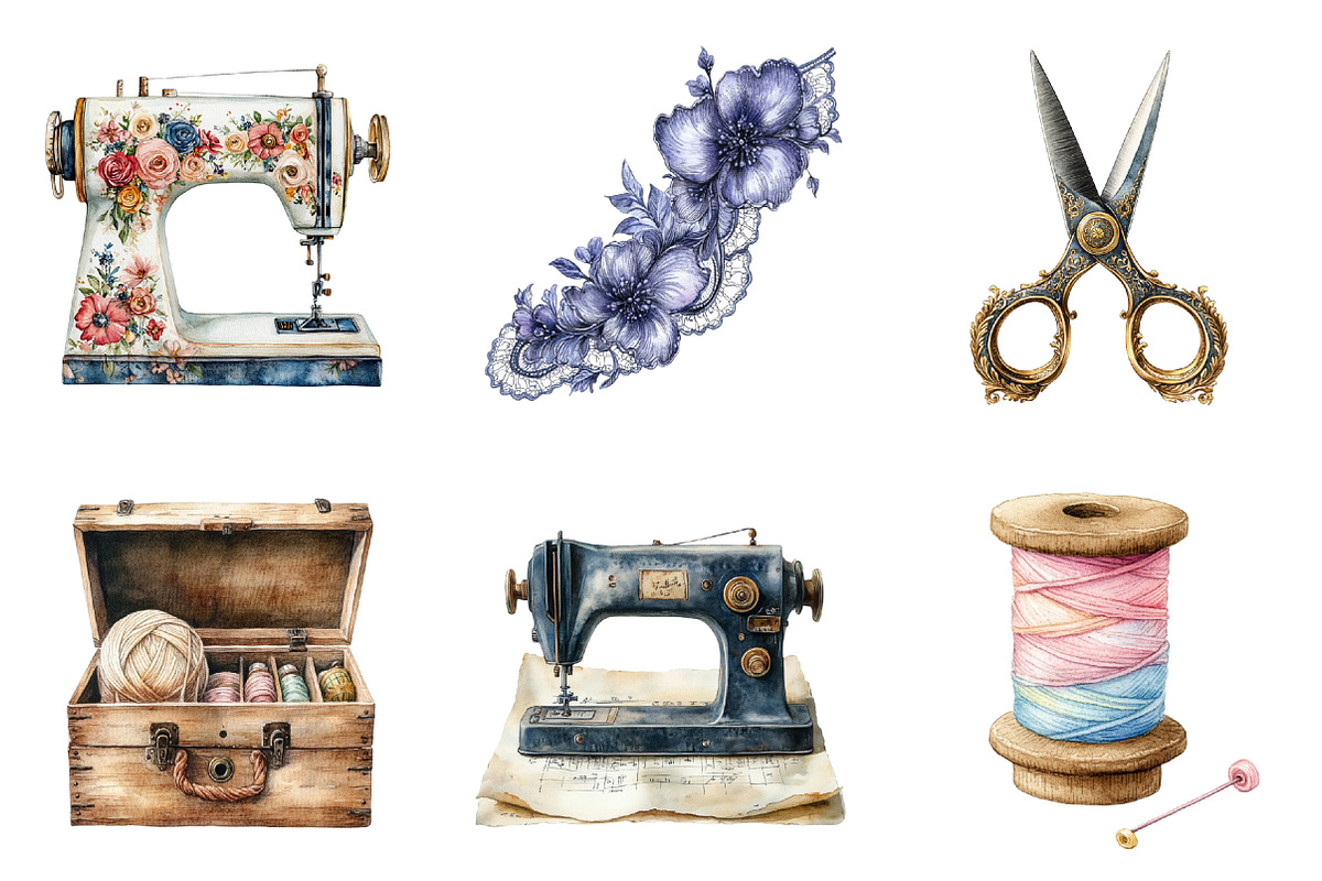 Watercolor Seamstress Clipart, an Illustration by SinaCreation (Photo 3 of 5)