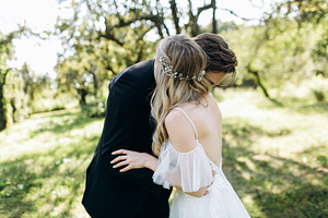 Beautiful sunny wedding couple