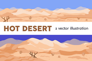 Hot desert with sand dunes landscape, a Seasonal Illustration by Good Studio