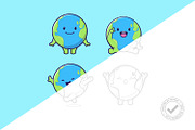 Cute Round Earth Cartoon Vector Icon, an Object Illustration by tkzgraphic (Thumbnail 2 of 3)