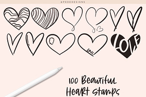 100 Heart Stamps For Procreate Heart