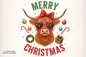 Funny Cow Merry Christmas PNG, an Illustration by SinaCreation