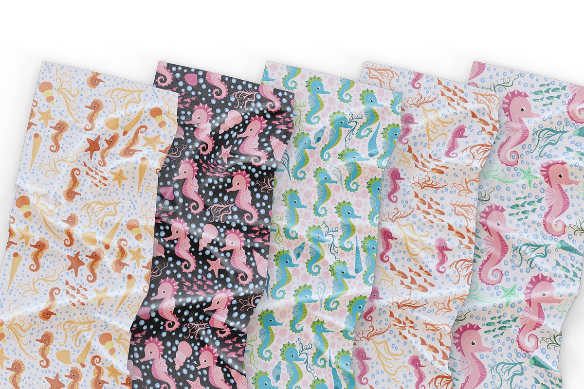 Seahorse Seamless Patterns, a Pattern Graphic by Michiru13 (Photo 3 of 23)