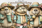 Summer Funny Capybara Clipart, a Seasonal Illustration by Rose Art (Thumbnail 1 of 6)