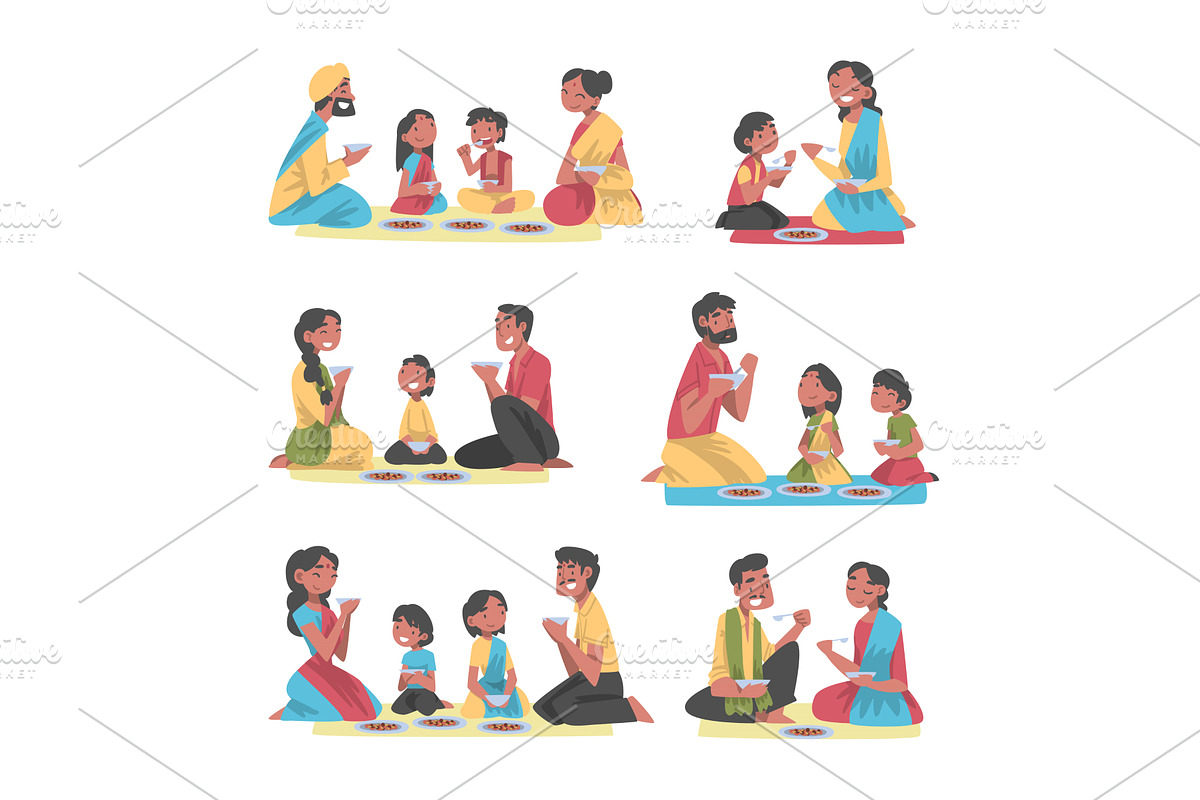 Indian Family with Little Kids, a Person Illustration by TopVectors