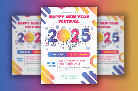 Happy 2025 New Year Poster, a Poster Template by barsrsind