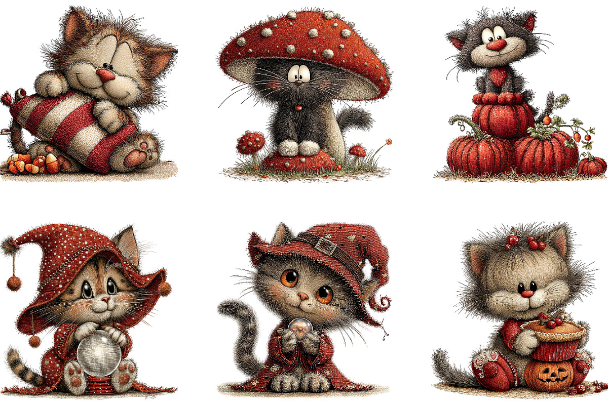 Halloween Cat Watercolor Clipart, a Seasonal Illustration by CreationArt (Photo 5 of 5)