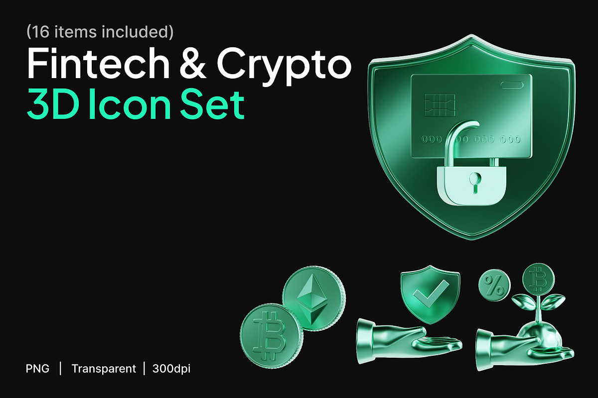 Fintech & Crypto 3D Icon Set, an Object 3D Model by Eklip Studio (Photo 1 of 3)