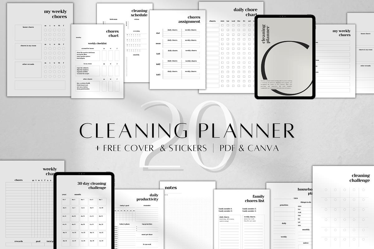 Digital Cleaning & Household Planner, a Stationery Template by BRANDcontent (Photo 1 of 6)