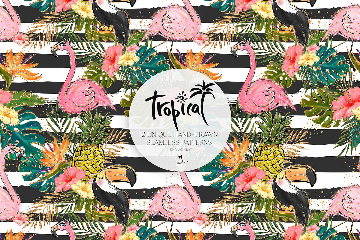 Hawaii Tropical Seamless Patterns, a Pattern Graphic by KaramfilaS (Photo 12 of 17)