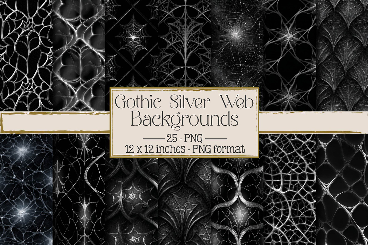 Gothic Silver Web Backgrounds, a Texture Illustration by DreamPrint404 (Photo 1 of 4)