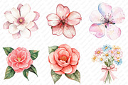 Watercolor Preppy Floral Clipart, an Illustration by Watercolor design (Thumbnail 3 of 12)