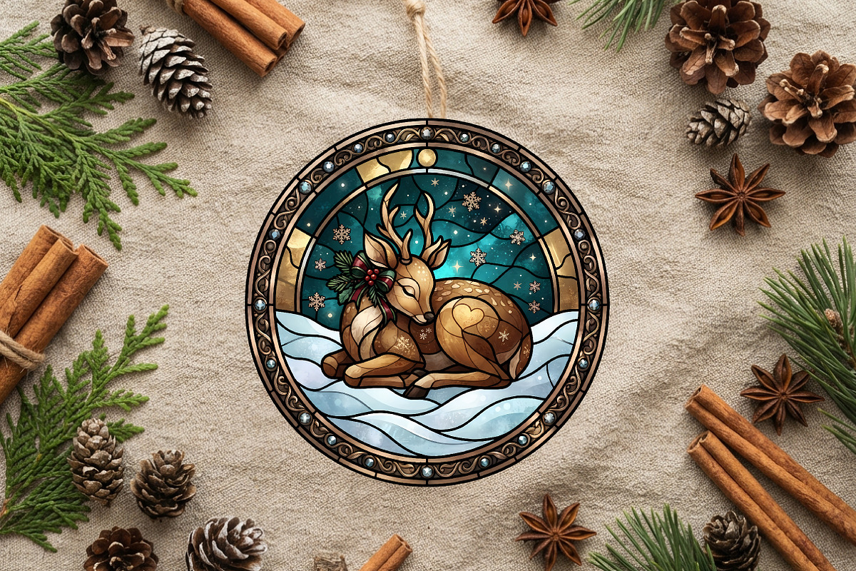 Stained Glass Deer Ornament Art, a Transportation Illustration by CrexoraLab (Photo 2 of 3)