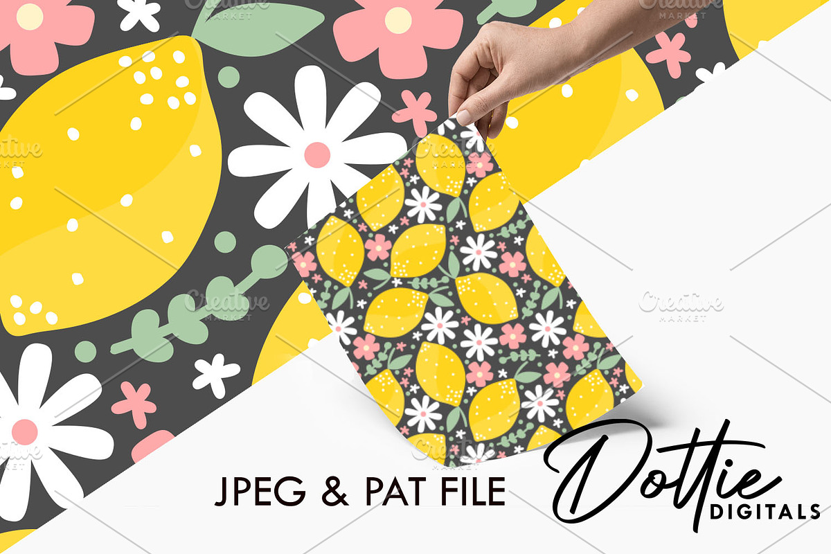 Cute Ditsy Flowers And Lemons, a Pattern Graphic by Dottie Digitals (Photo 2 of 2)