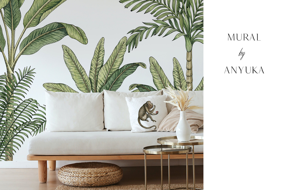 Monkeys and palms, a Pattern Graphic by Anyuka (Photo 10 of 12)