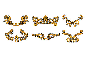 Baroque corner flourish ornaments in, an Illustration by art PVP - market