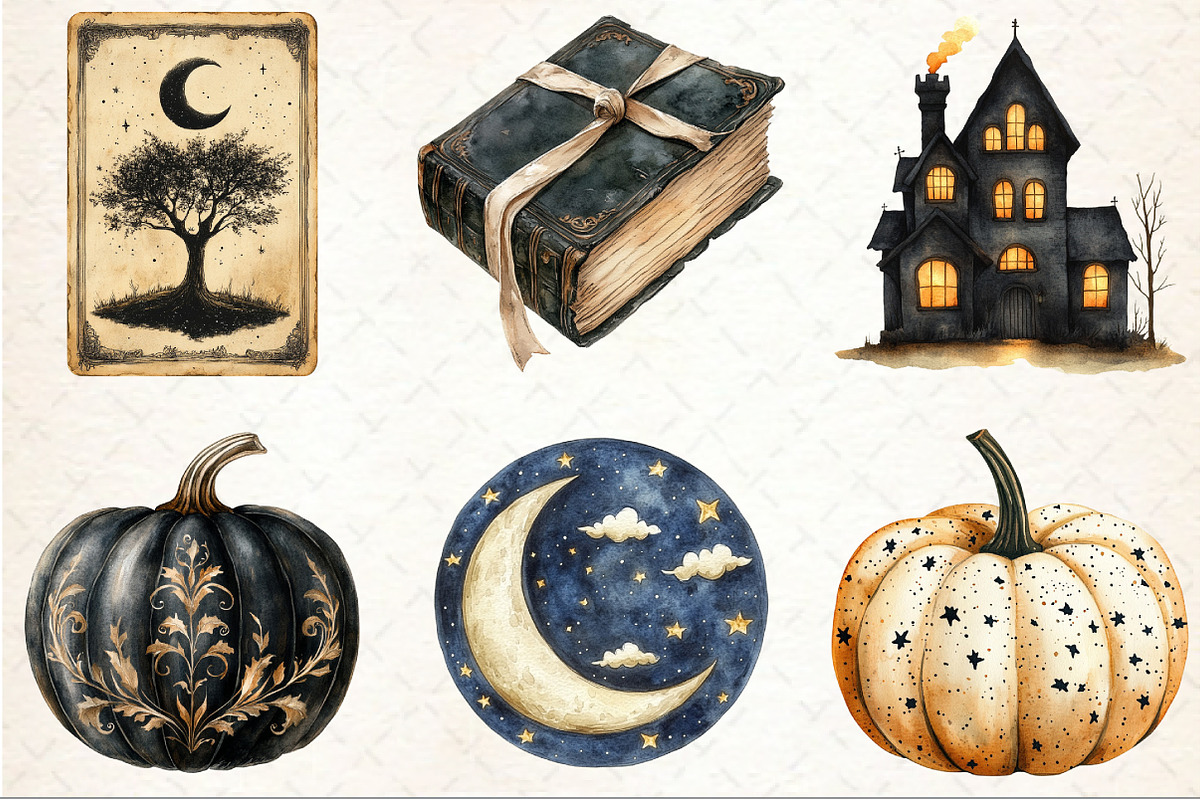 Beige & Black Halloween Clipart, an Illustration by Rose Art (Photo 3 of 7)
