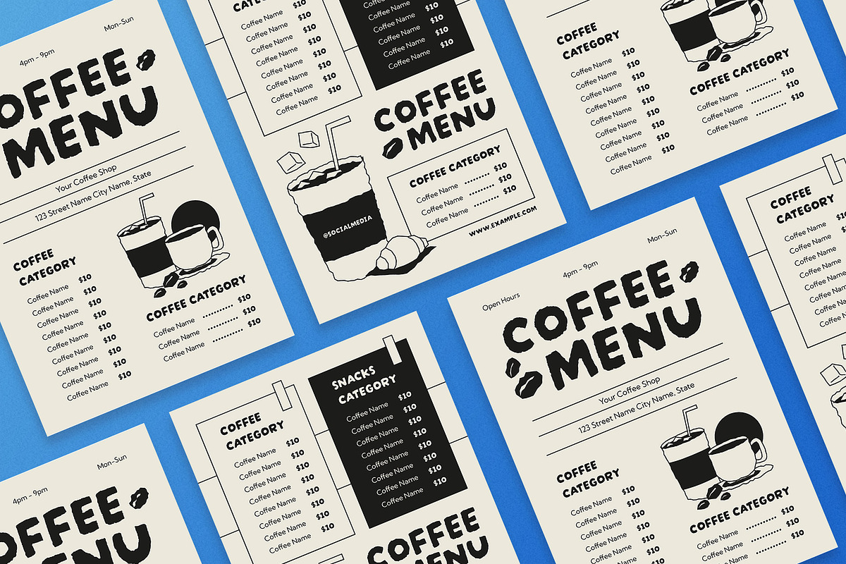 Cream Indie Coffee Cafe Menu, a Flyer Template by Aiyari Graphic (Photo 2 of 3)
