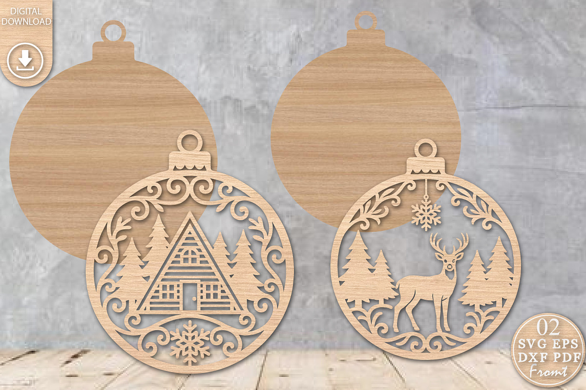 Christmas Ornament Laser Cut File, an Object Graphic by Rose Art (Photo 2 of 3)