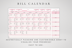 Digital Bill Calendar Spreadsheet