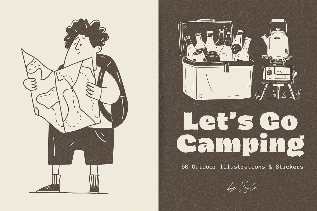 Lets Go Camping: 50 Illustration Set, a Person Illustration by Veyla (Photo 2 of 14)