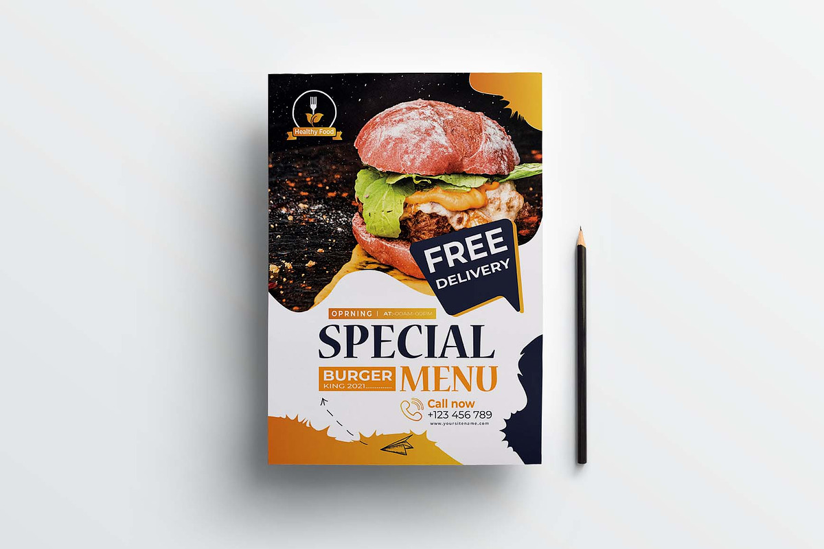 Special Burger Menu Template, a Flyer Template by obayes (Photo 3 of 4)