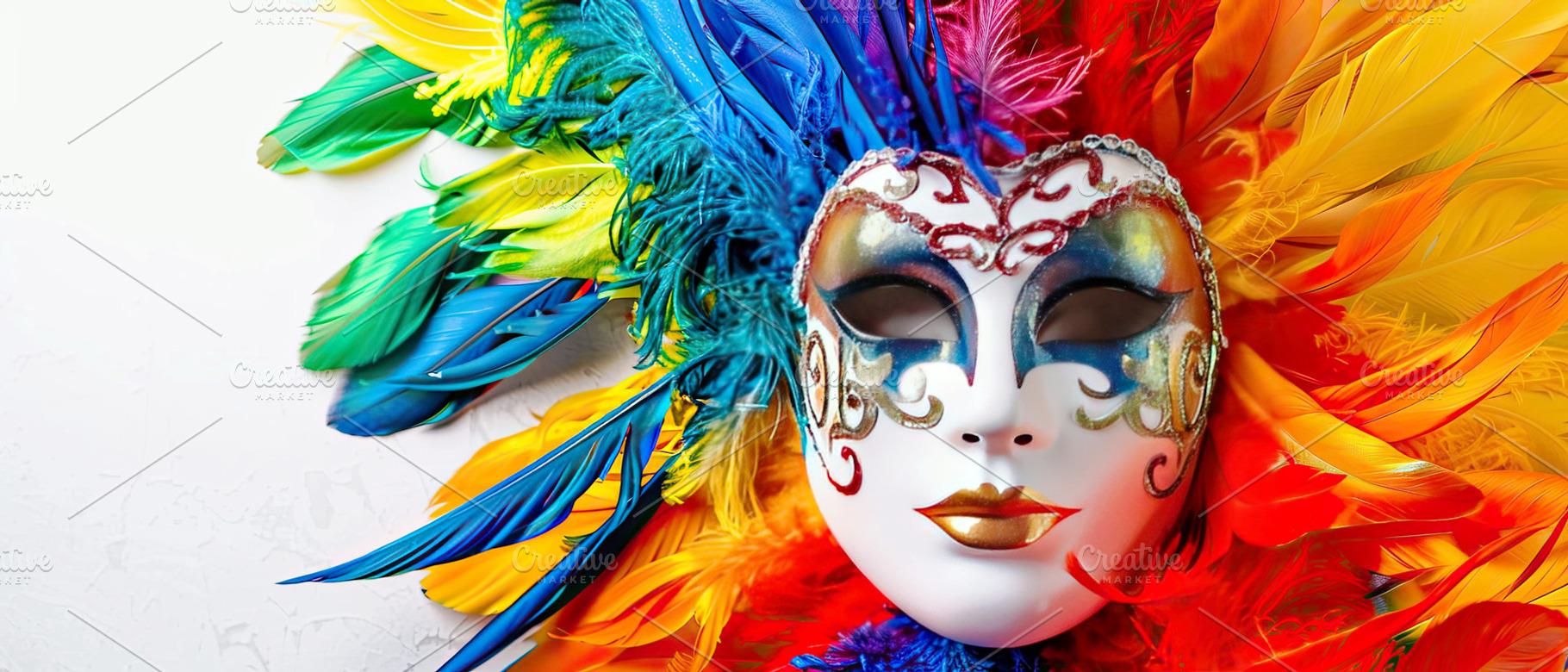very beautiful masqurate mask, with, a Photo by LOGOCREATIVE