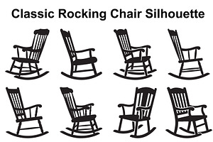 Timeless Rocker Chair Silhouette Set, an Object Graphic by Designs_River