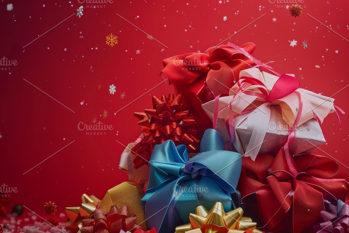 86 Gift boxes with ribbons and bows, a Holiday Photo by Handmadefont (Photo 14 of 90)