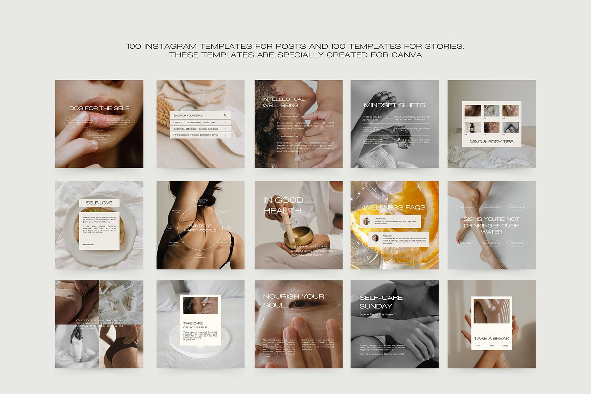 600 Wellness Instagram Templates for Coaches | Canva Bundle
