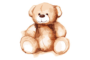 Watercolor Teddy Bear toy vector art