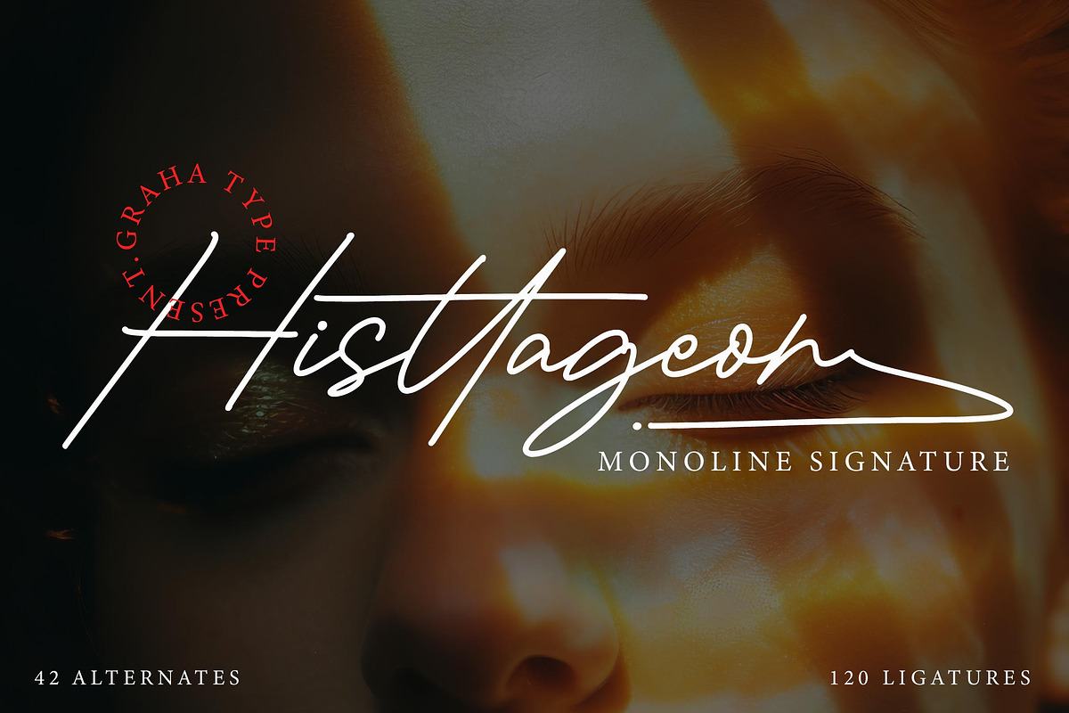 Histtageon - Monoline Signature, a Handwritten Font by Graha Type (Photo 1 of 12)