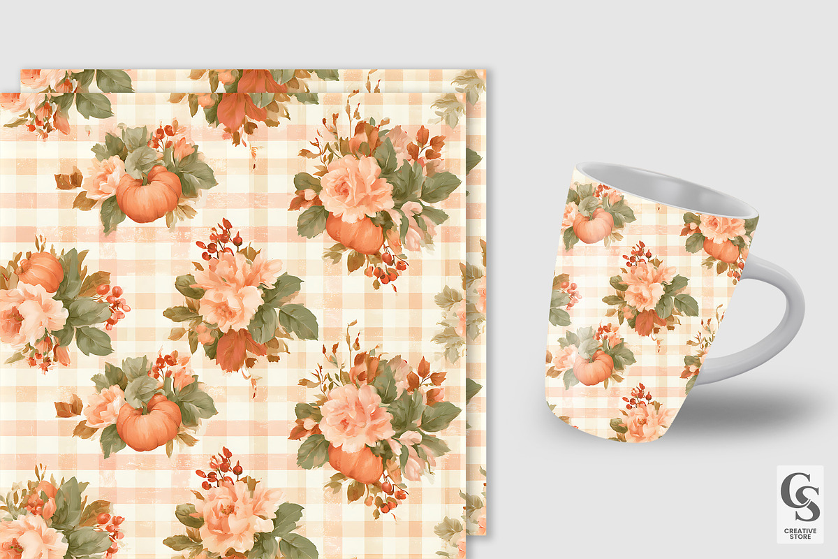 Autumn Shabby Chic Flowers Pattern, a Pattern Graphic by Creative Store (Photo 3 of 5)