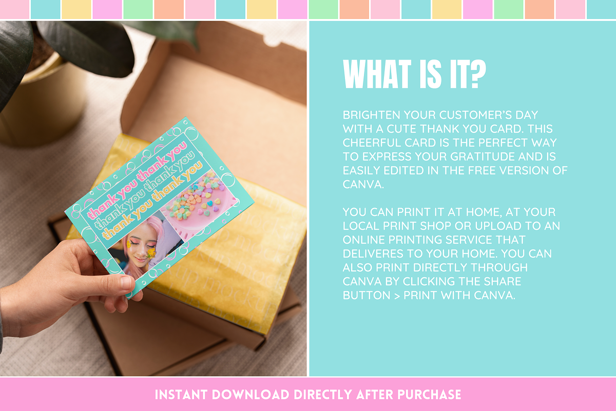 Cute Thank You Card - Edit in Canva, a Card Template by SunshineStudioBoutique (Photo 2 of 10)